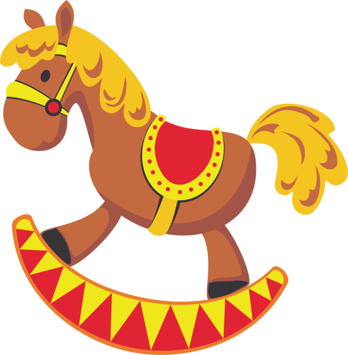 木马玩具剪贴画儿童节幼儿园卡通插画