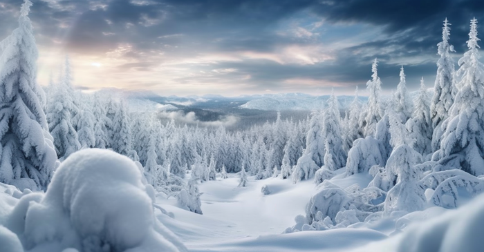 森林林海雪原雪白很厚的积雪摄影图(4512x2352)
