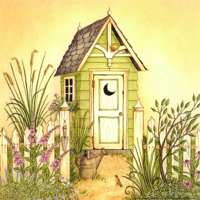 植物花卉木屋高清油画