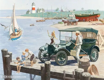 经典老爷车怀旧风景画装饰画 经典老爷车怀旧风景画装饰画