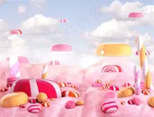创意糖果世界和孩子图