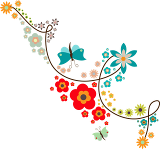 蝴蝶手绘线条花朵