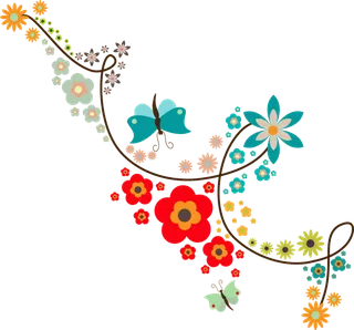 蝴蝶手绘线条花朵