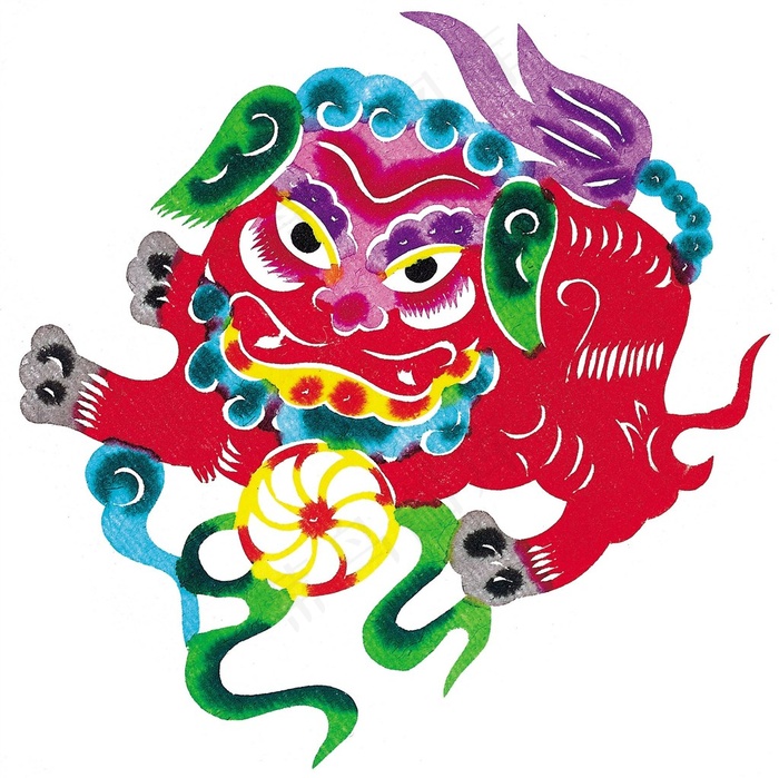 剪纸狮子卡通图片