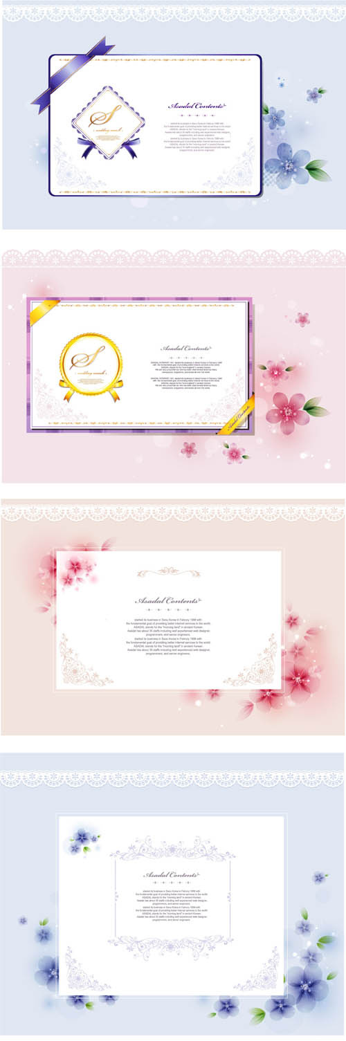 鲜花装饰的活页信封矢量素材花朵花卉边框花边装饰花边