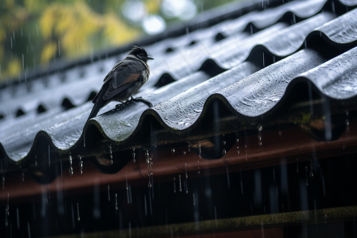 江南雨天瓦片屋檐摄影图(4032x2688)