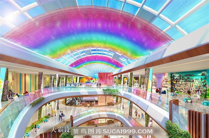 商业空间装修设计效果图：哈尔滨彩虹城中庭效果图三