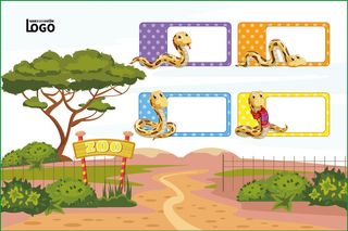 动物世界卡通不干胶标签贴纸