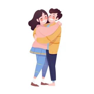 520情人节情侣拥抱花人物免抠