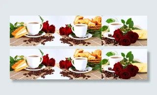 茶杯玫瑰红花厨房装饰画