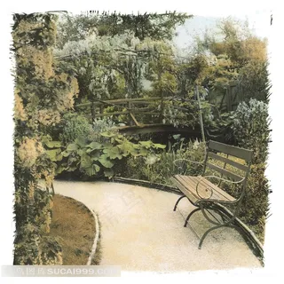 公园一角木椅油画 公园一角木椅油画