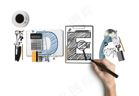 画着英文字母的手