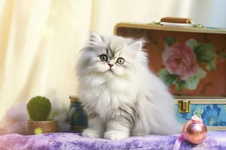 一只可爱的长毛猫咪摄影图