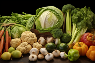 成堆的新鲜蔬菜瓜果摄影图