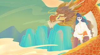 中国龙艺术风绘画PSD素材