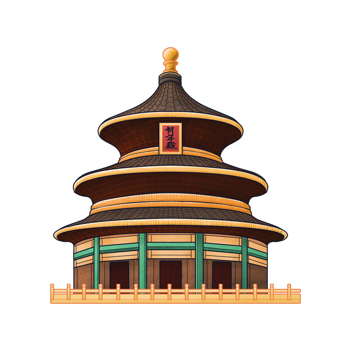 复古中国风国潮古建筑插画手绘高楼古塔PSD素材亭子png免抠图psd模版下载