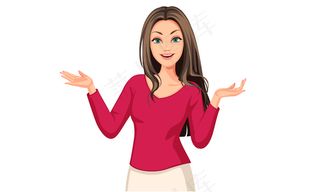 美女老师微笑红色衣服手势
