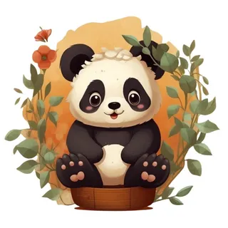 卡通动物熊猫插画