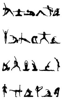 黑白瑜伽剪影运动全套免扣