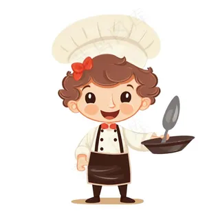 厨师端着菜品卡通插画免抠