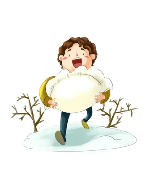 冬天抱饺子的男孩
