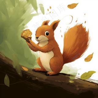 松鼠松果动物卡通插画素材背景