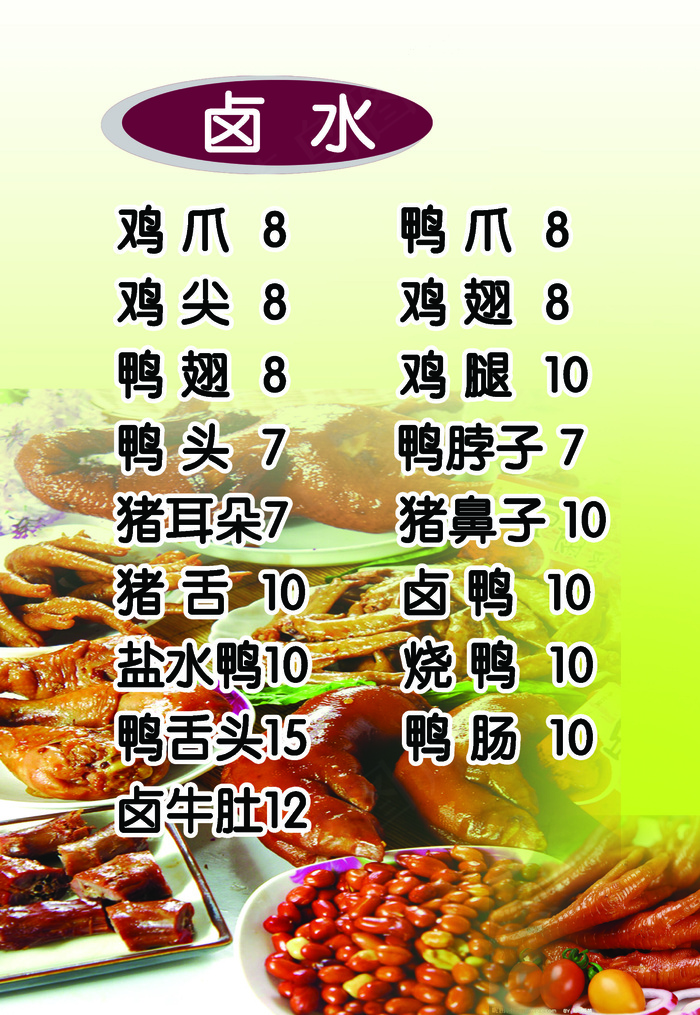 餐厅卤肉系列点菜单(2362x3425)psd模版下载