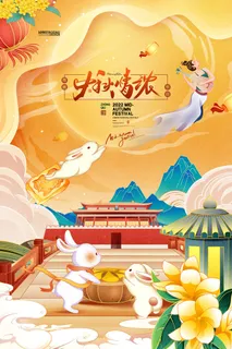 2023春节国潮插画兔年海报