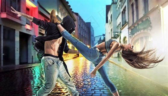 跳舞中的时尚青年