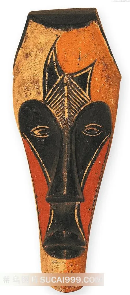 彩绘怪异木雕面具