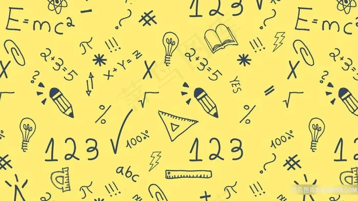 学校主题手绘公式文具背景图片