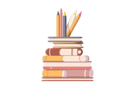 书本尺子铅笔元素插画