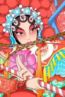 手绘中国风国潮京剧戏曲人物插画古风国粹花旦ai矢量ps设计素材图 手绘中国风国潮京剧戏曲人物插画古风国粹花旦ai矢量ps设计素材图