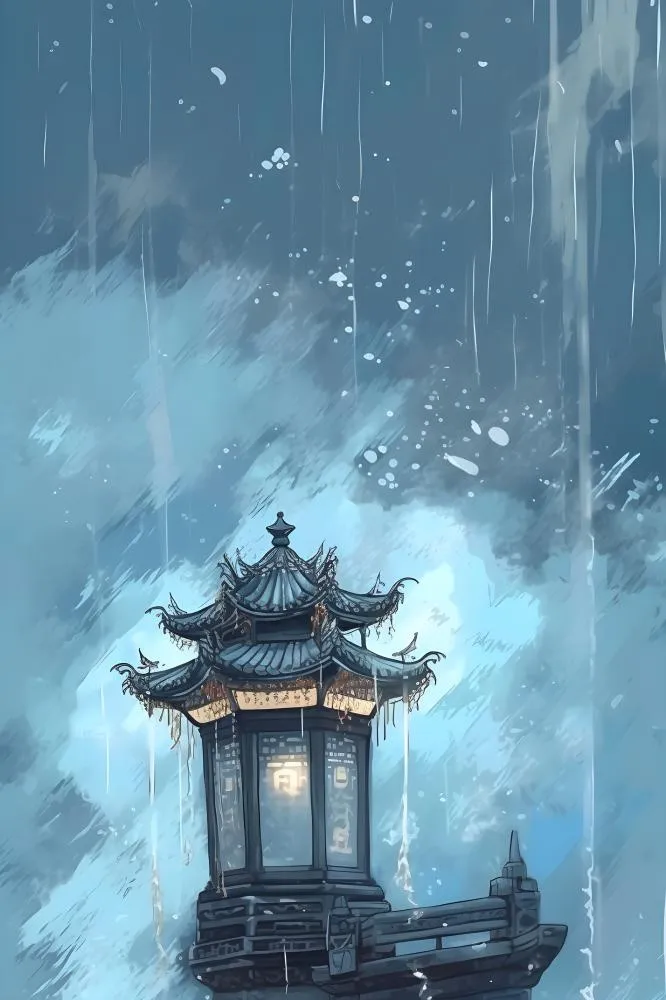 国风建筑水墨雨水背景(2400x3600)