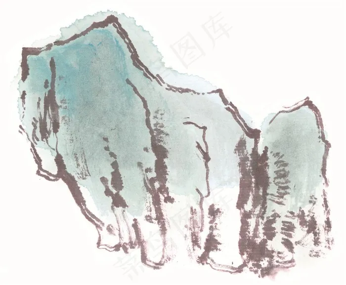 水墨山石工笔素材