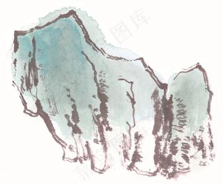水墨山石工笔素材