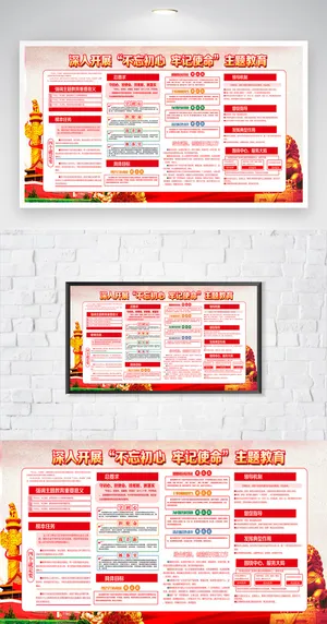 简约不忘初心党建主题展板图片