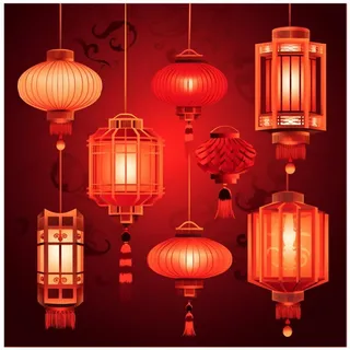 红灯笼过年过节喜庆插画素材