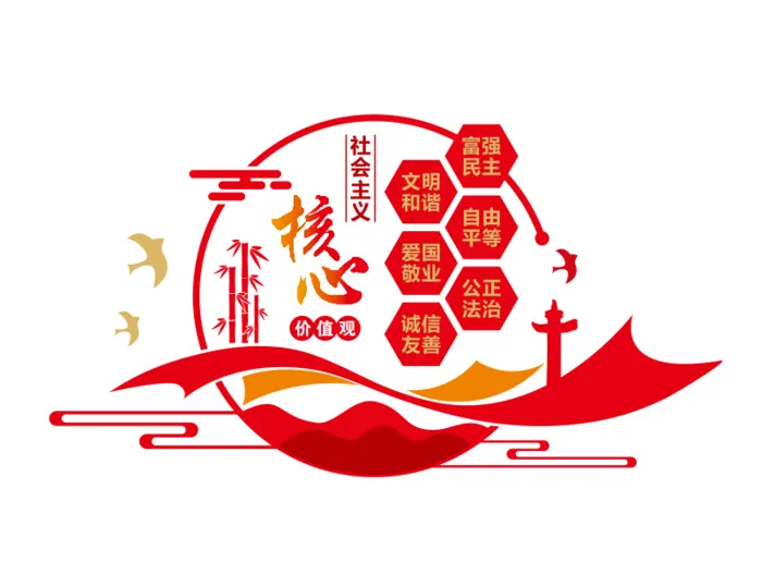 核心价值观文化墙cdr矢量模版下载