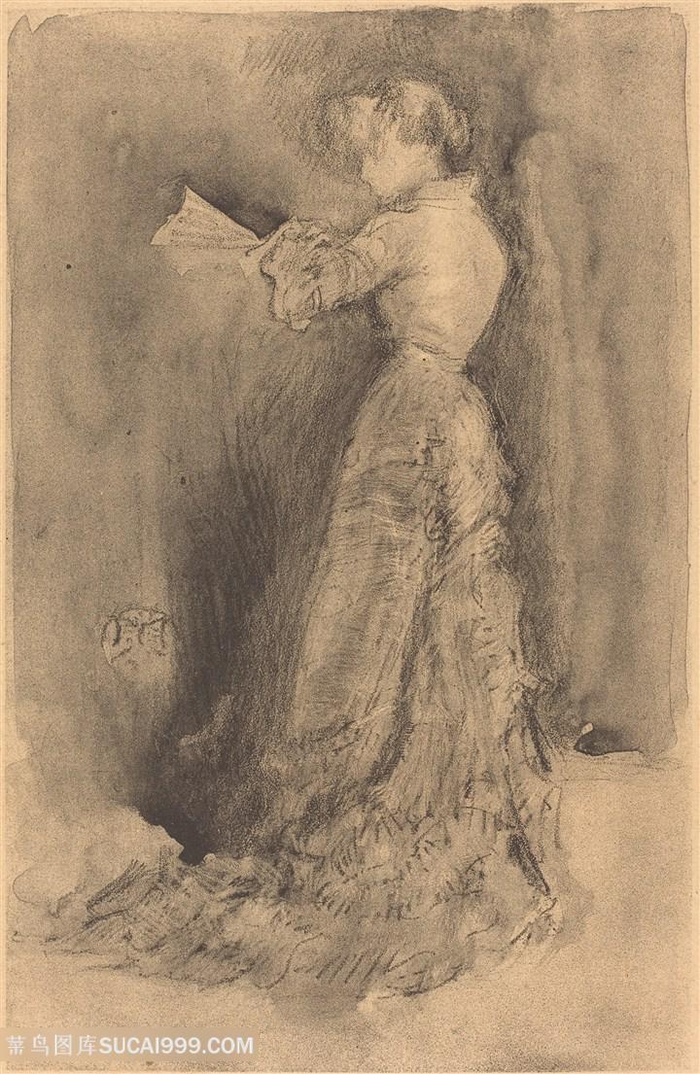 惠斯勒素描妇女装饰画