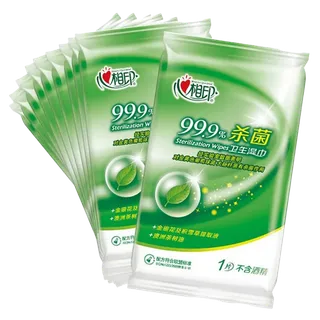 心相印杀菌卫生湿巾单片独立装10片超市商品白底图免抠实物摄影png格式图片透明底