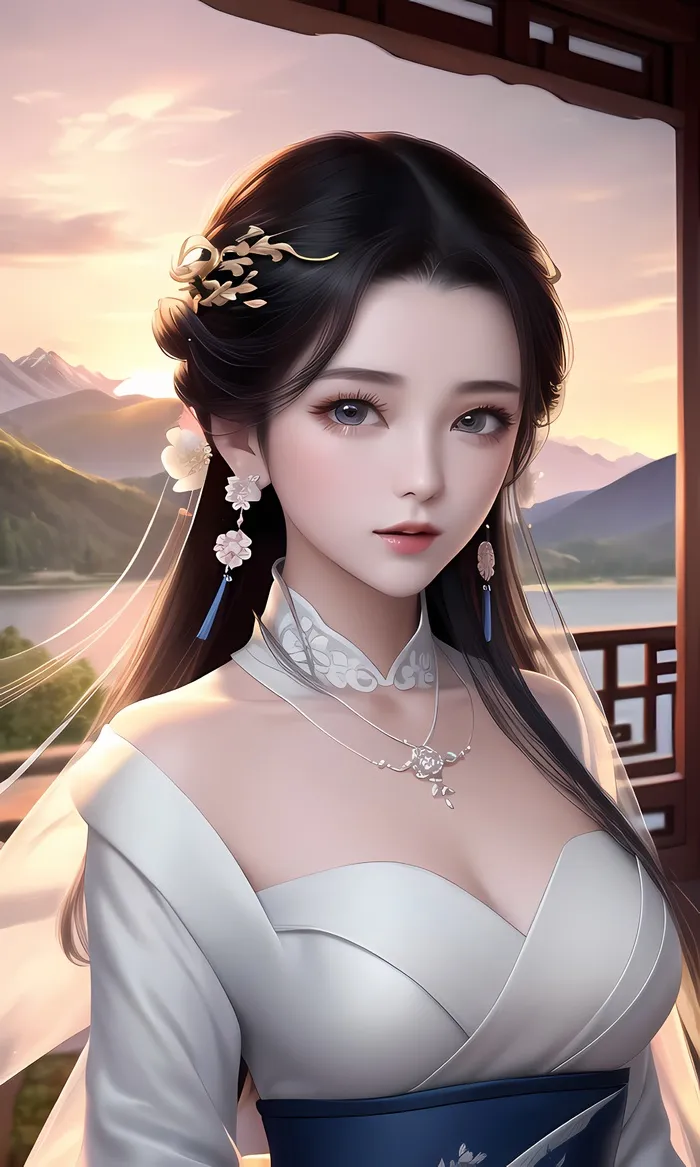 AI小姐姐美女二次元绘画古装大眼头饰漂亮011
