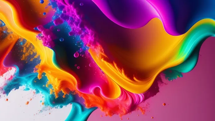七彩流动的颜料与色粉壁纸