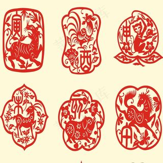 十二生肖剪纸 剪纸风元素