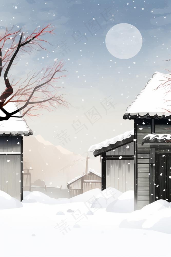 意境唯美简约雪景背景