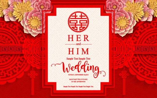 中式结婚婚礼贺卡素材