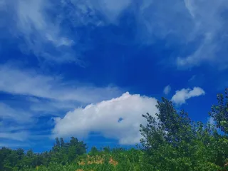 白云蓝天绿树深邃天空风景