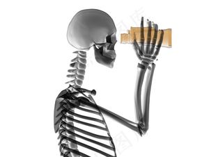 手持望远镜的骷髅人图片