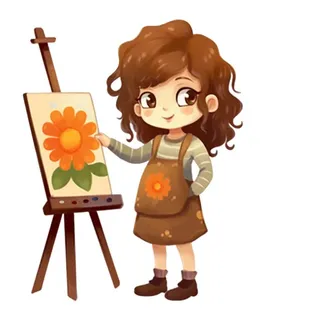 小画家画架花免抠