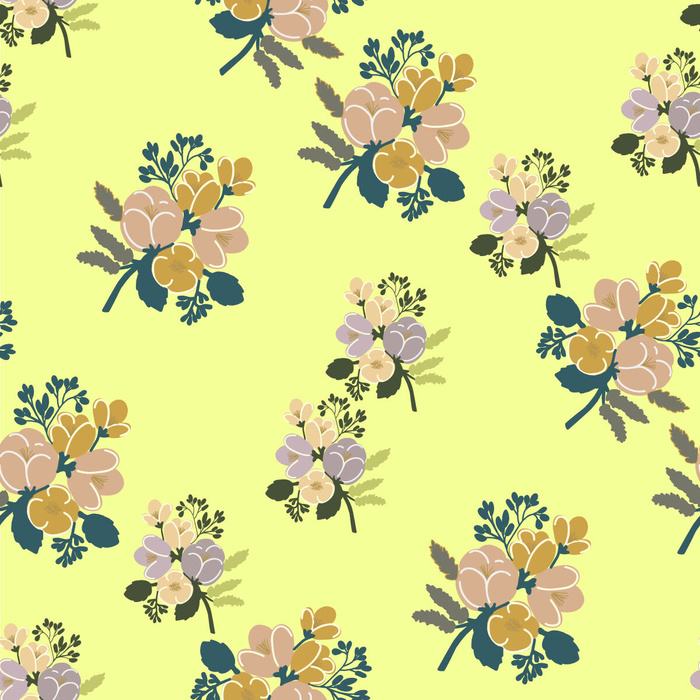 花卉唯美手绘花朵面料纹理手机壳布料面料印花服装矢量图案素材